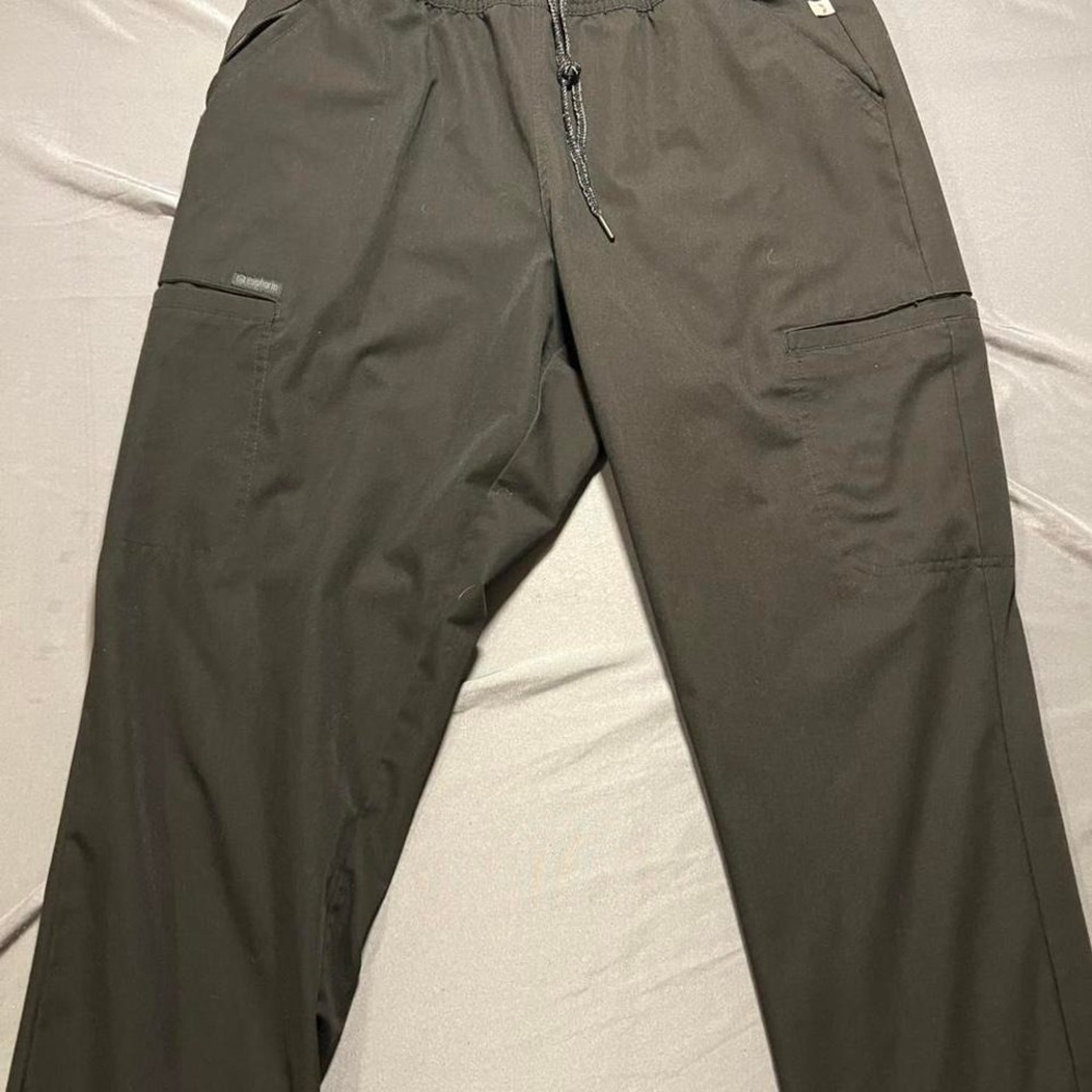 Euphoria Black Cargo Scrub Pants Mens Large CK140A Elastic Waist Drawstring‎